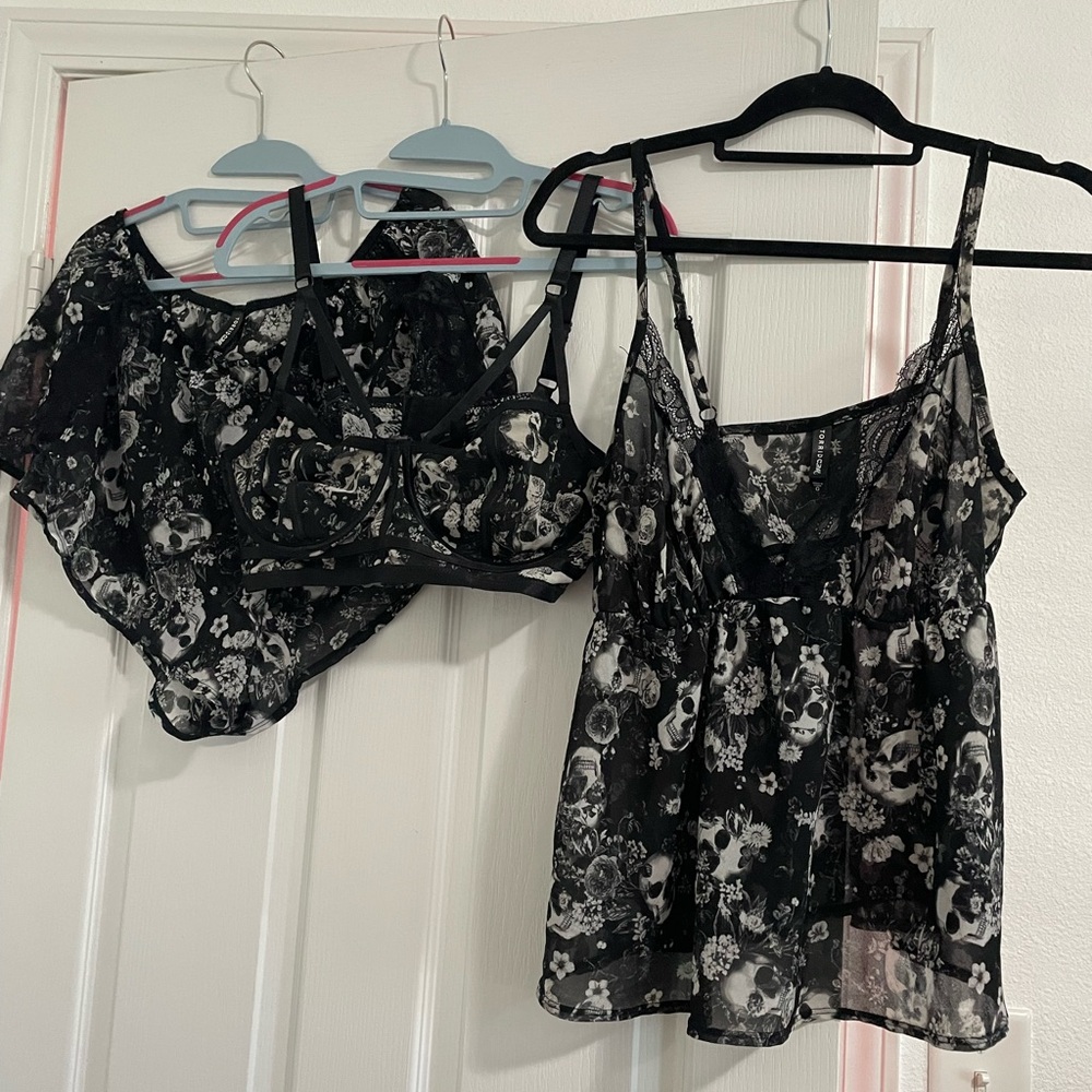 Torrid Black and White Lace Bra Intimates